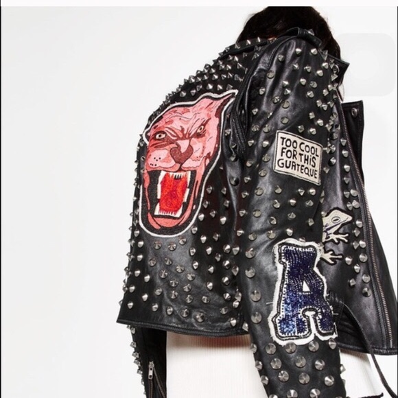 zara studded biker jacket